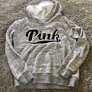 Grey PINK Embroidered Hoodie